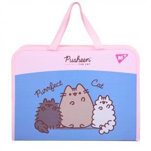 Папка-портфель пластикова В4 на блискавці Yes Pusheen з тканинними ручками