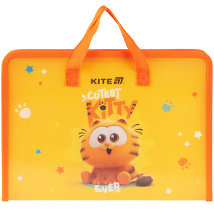 Папка-портфель пластикова А4 на блискавці Kite Garfield з текстильними ручками