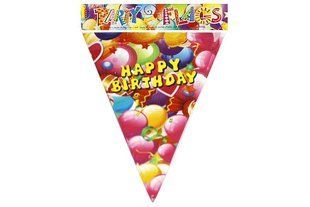 Розтяжка прапорці паперові Happy birthday 20*28см 10шт з кульками ООПТ