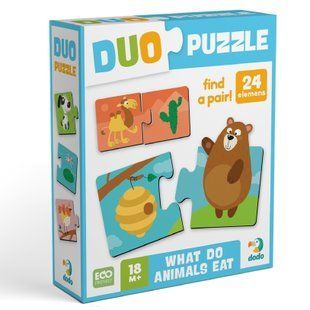 Пазл 2ел 5*10см DUO Хто що їсть Dodo