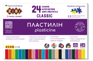 Пластилін ZiBi Kids Line Classic 24 кольори 480г (10)
