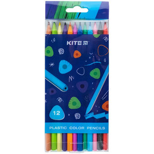 Олівці кольорові Kite Triangle 12 кольорів, тригранні, пластикові