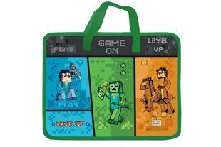Папка-портфель пластикова А4 на блискавці Kidis Level Up з текстильними ручками