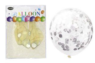 Кульки повітряні Balloon з срібним кофетті 5шт на планшеті