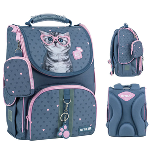 Рюкзак шкільний каркасний для дівчинки Kite Education 501 Studio Pets 35*25*13см сірий