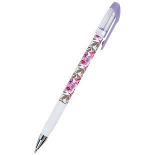 Ручка кулькова Axent Floral White 0,5 мм синя (24)