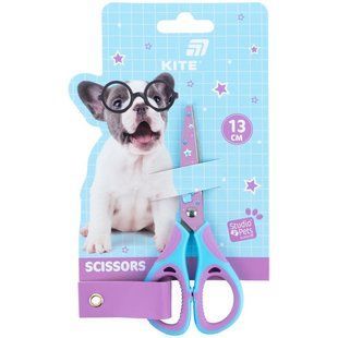 Ножиці дитячі Kite Studio Pets 13см з гумовими вставками і малюнком на лезі