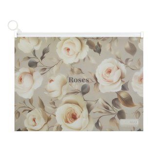 Папка-конверт на блискавці zip-lock А4 Buromax Roses Arabeski 180мкм фактура матова, світло-сіра