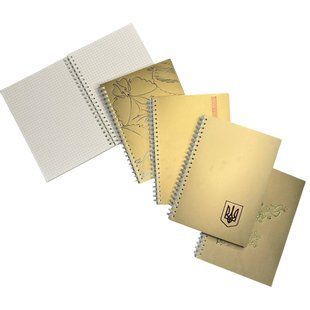 Блокнот А5 80арк., в клітинку, на спіралі, тверда обкладинка Скат Metallic Квітка мікс
