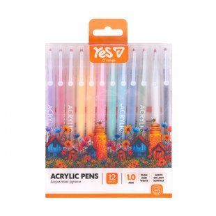 Набір ручок акрилових 12 кольорів Yes Orange Line