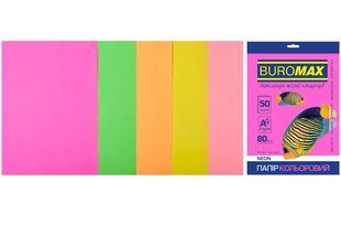 Набір кольорового паперу Buromax Neon А4 50арк 5 кольорів 80г/м2