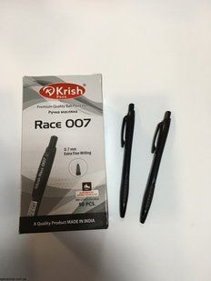 Ручка масляна автоматична Krish Race 0,7мм чорна корпус чорний