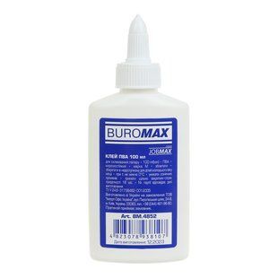 Клей ПВА Buromax Jobmax 100мл з ковпачком-дозатором
