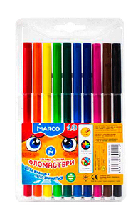 Фломастери Marco Ultra Washable 10 кольорів