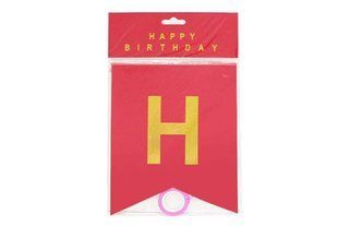 Розтяжка Happy birthday 16*20см червона ООПТ