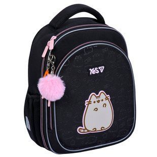Рюкзак шкільний напівкаркасний для дівчинки Yes S-109S Pusheen 37*27*13см чорний