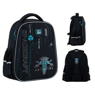 Рюкзак шкільний напівкаркасний для хлопчика GoPack Education 165M Spacecraft 38*28*13см чорний