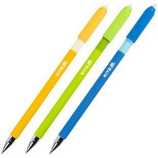 Ручка гелева пиши-стирай Kite Color 0,5мм синя, мікс кольорів (12)