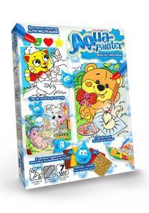 Розмальовка водна в коробці Aqua painter №7 4 картинки, 3 техніки Danko Toys