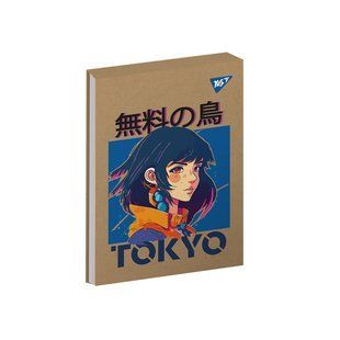 Блокнот А6 80арк., в клітинку, тверда обкладинка, крафт Yes Anime
