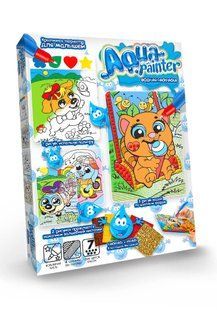 Розмальовка водна в коробці Aqua painter №9 4 картинки, 3 техніки Danko Toys