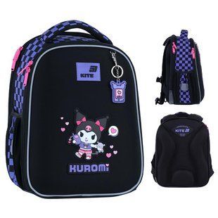 Рюкзак шкільний каркасний для дівчинки Kite Education 555 Kuromi 36,5*27*15,5см чорний