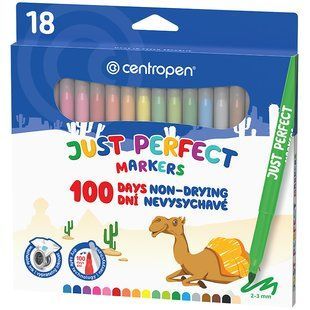 Фломастери Centropen Рerfect 18 кольорів, 100 днів без ковпачка