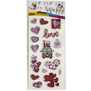Наліпки пластикові, м'які, рельєфні 7*21см Love ООПТ
