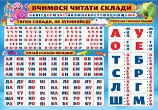 Плакат Вчимося читати склади (ЕУ)