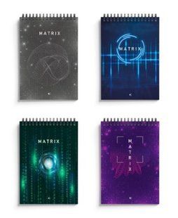 Блокнот А5 48арк., в клітинку, на спіралі (верхня), тверда обкладинка ArtPrint Matrix