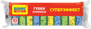 Губка кухонна крупнопориста Суперефект 10 шт. Бонус