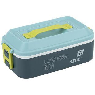 Ланчбокс Kite 1000мл ложка+виделка, 1 контейнер, синій