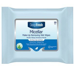 Серветки вологі для демакіяжу 25шт з міцеляркою Deep Fresh