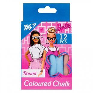 Крейда кольорова Yes Barbie 6 кольорів 12шт, кругла
