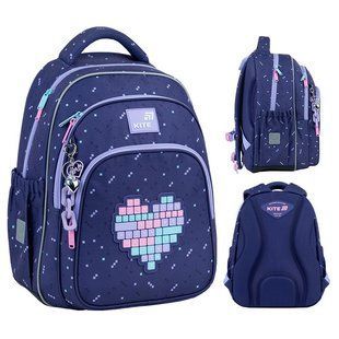 Рюкзак шкільний напівкаркасний для дівчинки Kite Education 763M Type Love 39*29,5*14,2см фіолетовий