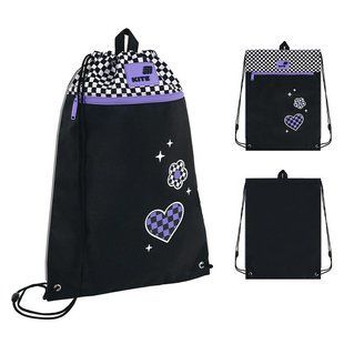Сумка для взуття Kite 601M Flower Power для дівчинки, чорна 46*33см