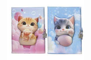 Блокнот А5 80арк., на замку, пвх обкладинка ООПТ Котик