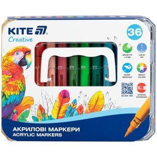 Набір маркерів акрилових 36шт Kite Creative з рідкими чорнилами
